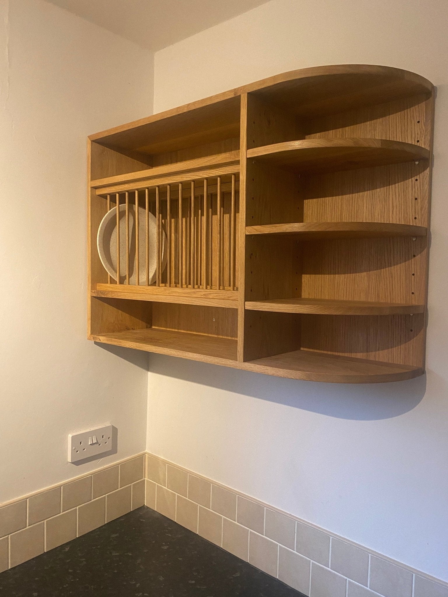 Oak plate rack and shelves - Hillside Furniture -