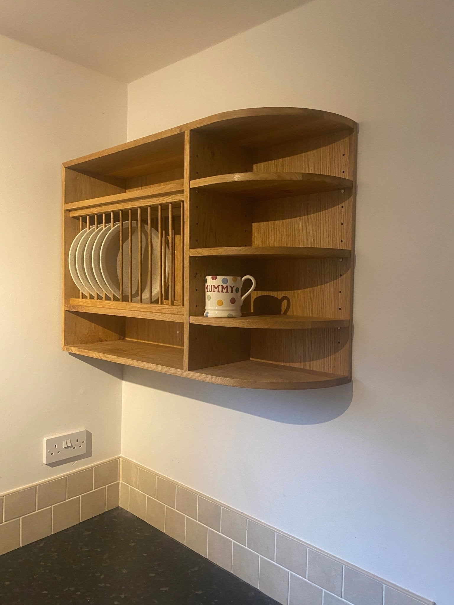 Oak plate rack and shelves - Hillside Furniture -