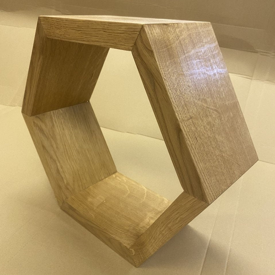 Solid Oak Hexagon Shelf - Hillside Furniture -